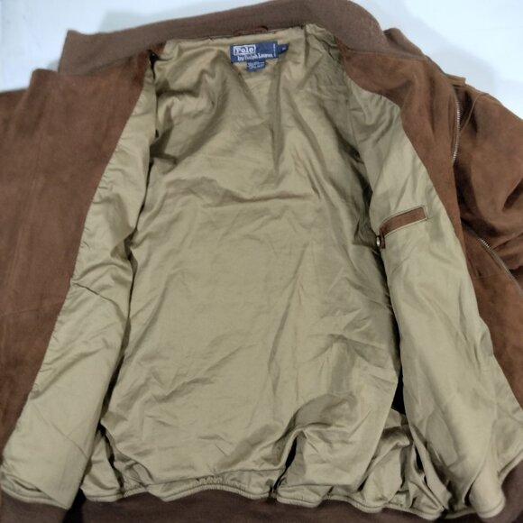 Vtg 90s Polo Ralph Lauren Chocolate Brown Suede Leather Bomber Jacket XXL Flight - Picture 10 of 16